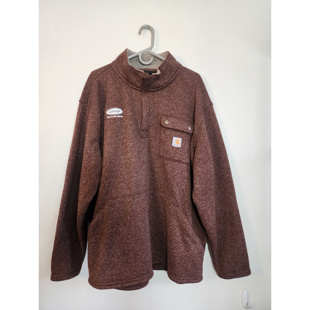 Carhartt Relaxed Fit Quarter-Zip Fleece Swtr Men's Carrier HVAC Logo Workwear 2X